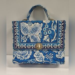 Vera Bradley Blue Lagoon Floral Crossbody Turn lock Bag EUC #1093